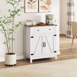 Costway Wooden Sideboard Buffet Cabinet Kitchen Pantry Storage Cabinetw/Drawer in White - thumbnail 5