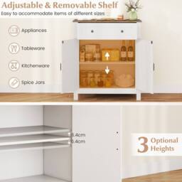 Costway Wooden Sideboard Buffet Cabinet Kitchen Pantry Storage Cabinetw/Drawer in White - thumbnail 9