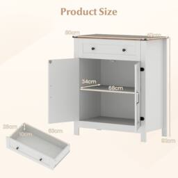 Costway Wooden Sideboard Buffet Cabinet Kitchen Pantry Storage Cabinetw/Drawer in White - thumbnail 2