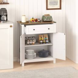 Costway Wooden Sideboard Buffet Cabinet Kitchen Pantry Storage Cabinetw/Drawer in White - thumbnail 4
