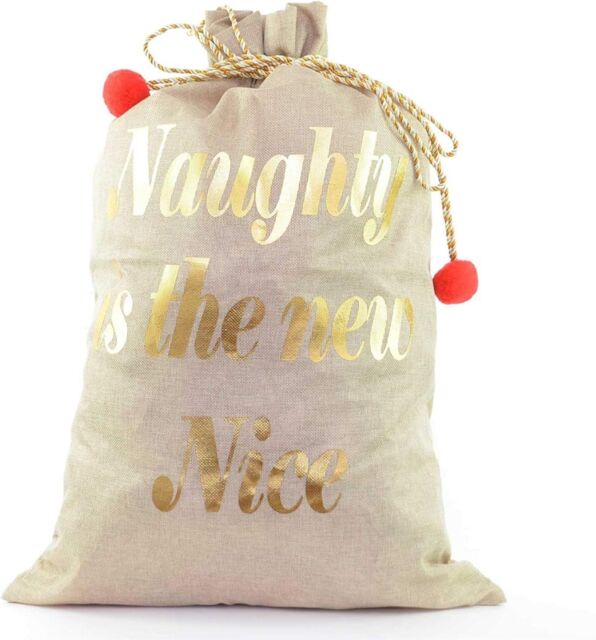 Shatchi Large Premium Hessian Santa Sack Brown Stocking Bag Christmas Gifts Bag 72x50cm - Size: 72x50 cm - image 1