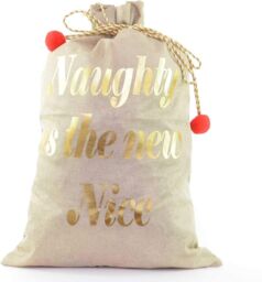 Shatchi Large Premium Hessian Santa Sack Brown Stocking Bag Christmas Gifts Bag 72x50cm - Size: 72x50 cm - thumbnail 1
