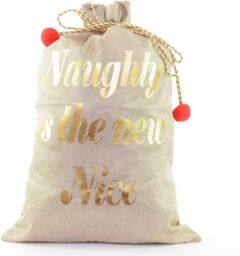 Shatchi Large Premium Hessian Santa Sack Brown Stocking Bag Christmas Gifts Bag 72x50cm - Size: 72x50 cm - thumbnail 2