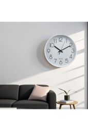Living and Home 12 Inch Non-Ticking Wall Clock in White - thumbnail 2