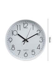 Living and Home 12 Inch Non-Ticking Wall Clock in White - thumbnail 6