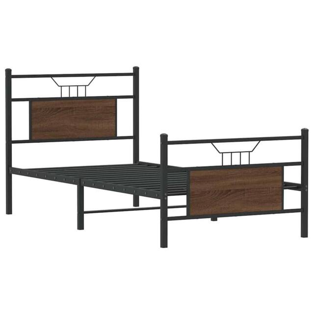 Berkfield Home Durable Bed Frame without Mattress Brown Oak 90x190 cm Single Eng - image 1