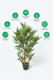 Homescapes Luxury 3ft Bamboo Tree Artificial Plant, Real Stem, Black Pot, 95cm in Green - thumbnail 5