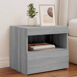 Berkfield Home Bedside Cabinets with LED Lights 2 pcs Grey Sonoma 50x40x45 cm - Size: 50 x 40 x 45 cm - thumbnail 2