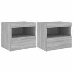 Berkfield Home Bedside Cabinets with LED Lights 2 pcs Grey Sonoma 50x40x45 cm - Size: 50 x 40 x 45 cm - thumbnail 1