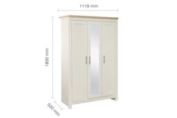 Birlea 3 Door Mirror Wardrobe Highgate Farmhouse Shabby Chic in Olive - thumbnail 8