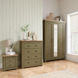 Birlea 3 Door Mirror Wardrobe Highgate Farmhouse Shabby Chic in Olive - thumbnail 3