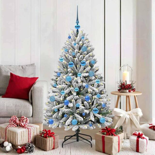 Berkfield Home Artificial Christmas Tree Green & White 150 cm PVC & Metal - image 1