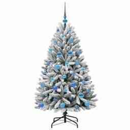 Berkfield Home Artificial Christmas Tree Green & White 150 cm PVC & Metal - thumbnail 4