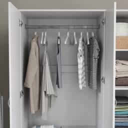 HD Designs Riano 3 Door 2 Drawer Mirrored Wardrobe Storage Organizer in White - thumbnail 7