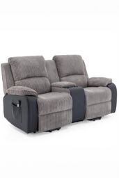 More4Homes Postana Dual Motor Rise Recliner 2 Seater Cord Drinks Console Sofa in Grey - thumbnail 2