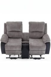 More4Homes Postana Dual Motor Rise Recliner 2 Seater Cord Drinks Console Sofa in Grey - thumbnail 3