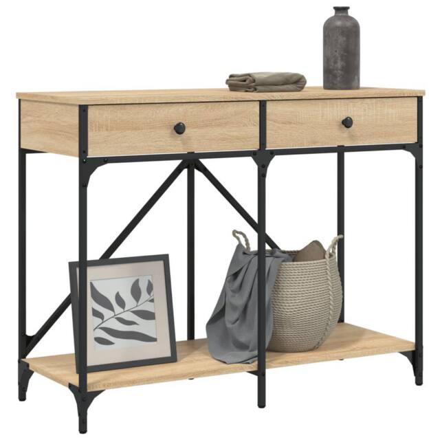 Berkfield Home Decorative Console Table Sonoma Oak 100x39x78.5 cm Engineered Wood in Light Brown - image 1