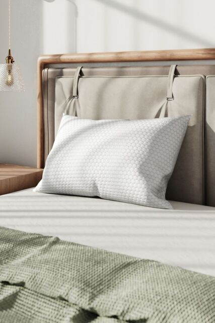Living and Home Medium Support Shredded Memory Foam Pillow with Removable Washable Bamboo Fiber Honeycomb Pattern Cover, 66cm L x 48cm W - image 1