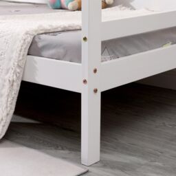 SlumberWorx Teddy Kids Childrens Wooden House Treehouse Single Bed Frame in White - thumbnail 6