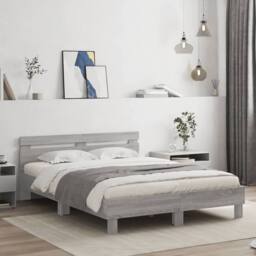 Berkfield Home Bed Frame with LED without Mattress Grey Sonoma 140x200 cm - thumbnail 2