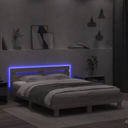 Berkfield Home Bed Frame with LED without Mattress Grey Sonoma 140x200 cm - thumbnail 4