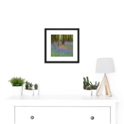 Artery8 Colin Bluebells Beech Trees Impressionist 8X8 Inch Square Wooden Framed Wall Art Print Picture with Mount in Black - thumbnail 2