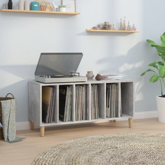 Berkfield Home Record Cabinet Concrete Grey 100x38x48 cm Engineered Wood - Size: 100 x 38 x 48 cm - image 1