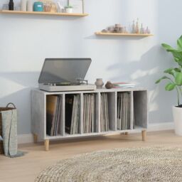 Berkfield Home Record Cabinet Concrete Grey 100x38x48 cm Engineered Wood - Size: 100 x 38 x 48 cm - thumbnail 1