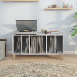 Berkfield Home Record Cabinet Concrete Grey 100x38x48 cm Engineered Wood - Size: 100 x 38 x 48 cm - thumbnail 3