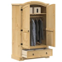 Berkfield Home Wardrobe Corona 101x52x170 cm Solid Wood Pine in Brown - Size: 101 x 52 x 170 cm