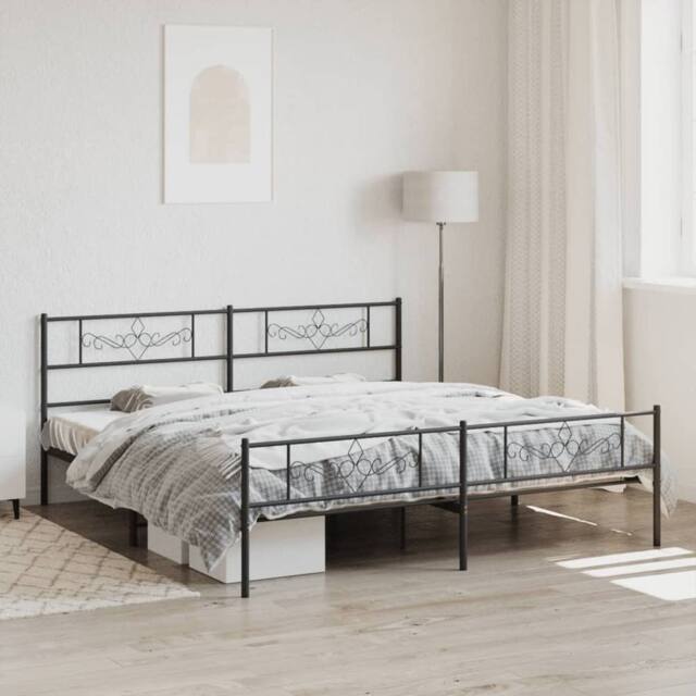 Berkfield Home Metal Bed Frame with Headboard & Footboard Black 193x203 cm - image 1