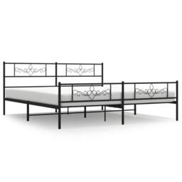 Berkfield Home Metal Bed Frame with Headboard & Footboard Black 193x203 cm - thumbnail 2