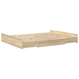 Berkfield Home Storage Bed Frame with Drawer Sonoma oak 135 x 190 cm Melamine in Brown - thumbnail 7