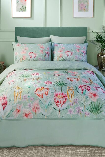 Soiree 'Tropical Leopard' 500 thread count Duvet Cover Set in Green - Size: Super King - image 1
