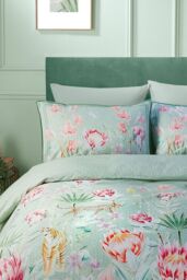 Soiree 'Tropical Leopard' 500 thread count Duvet Cover Set in Green - Size: Super King - thumbnail 2