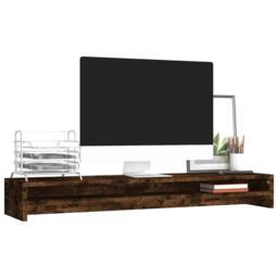 Berkfield Home Monitor Stand Smoked Oak 100x24x13 cm Engineered Wood in Brown - Size: 100 x 24 x 13 cm - thumbnail 1