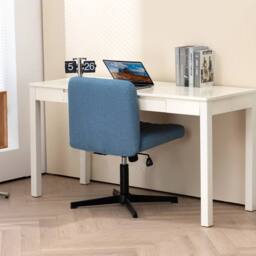 Hinsinc Blue Armless Office Chair Fabric Padded Seat - Size: 0.6m2 - thumbnail 5