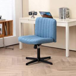 Hinsinc Blue Armless Office Chair Fabric Padded Seat - Size: 0.6m2 - thumbnail 4
