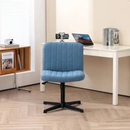 Hinsinc Blue Armless Office Chair Fabric Padded Seat - Size: 0.6m2 - thumbnail 3