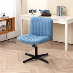 Hinsinc Blue Armless Office Chair Fabric Padded Seat - Size: 0.6m2 - thumbnail 6