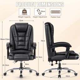 Rattantree Premium Ergonomic Recliner Office Chair - Tailored Comfort for Home Office Productivity in Black - thumbnail 5