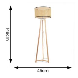 ValueLights Lottie Natural Wood Tripod Floor Lamp with Wicker Drum Shade - thumbnail 4
