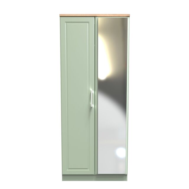 Ready Assembled 2 U Norfolk 2 Door Mirrored Wardrobe (Ready Assembled) in Pale Green - image 1
