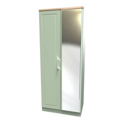 Ready Assembled 2 U Norfolk 2 Door Mirrored Wardrobe (Ready Assembled) in Pale Green - thumbnail 3