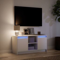 Berkfield Home TV Cabinet with LED White 100x34x50 cm Engineered Wood - Size: 100 x 34 x 50 cm - thumbnail 5