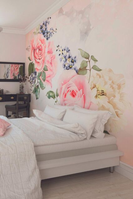 Origin Murals Roses & Sparkles Wall Mural in Rose - Size: W350 cm x H280 cm - image 1