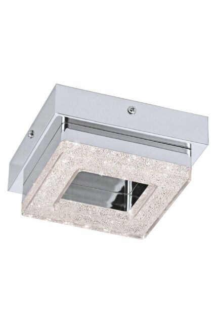 Eglo Fradelo Chrome & Clear Crystal Effect Metal Flush Ceiling Light in Metallic Silver - image 1