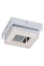 Eglo Fradelo Chrome & Clear Crystal Effect Metal Flush Ceiling Light in Metallic Silver - thumbnail 1
