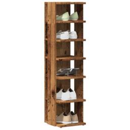 Berkfield Home Shoe Cabinets 2 pcs Old Wood 28x27x102 cm Engineered Wood in Brown - Size: 28 x 27 x 102 cm - thumbnail 2