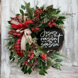 Leaper 35CM Christmas Vine Wreath Decoration Hanging Ornament in Green - thumbnail 4